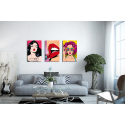 Σύνθεση Με Πίνακες Καμβάδες 60x40 - 3 Τεμάχια - Women in Pop Art Style