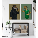 Σύνθεση με πίνακες Καμβάδες : Animals flirting - 2 Τεμάχια 70x 50
