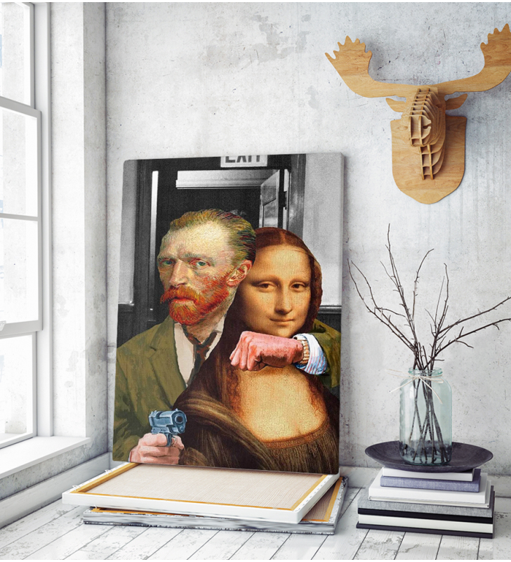 Πίνακας σε Καμβά Van Gogh and Mona Lisa