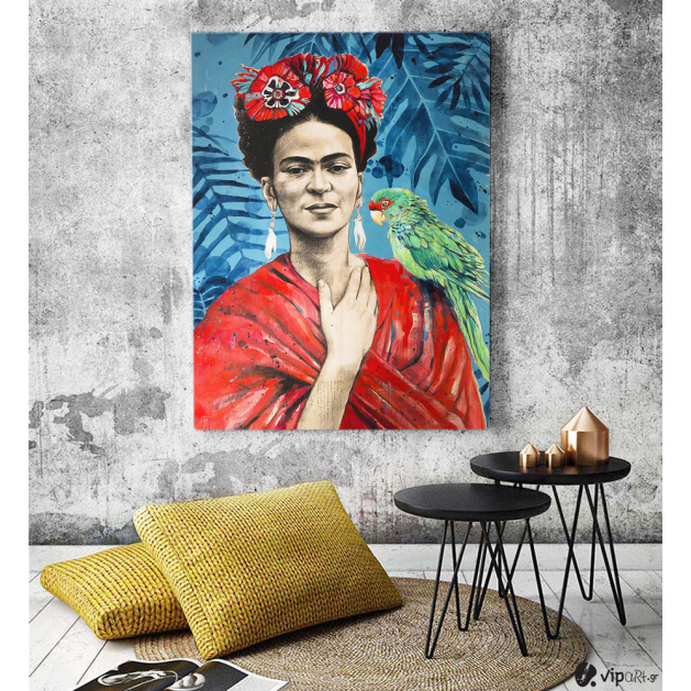 Πίνακας Καμβάς Frida Kahlo- Parrot