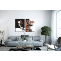 Σύνθεση με πίνακες Καμβάδες : Woman- Flower Black & White  - 2 Τεμάχια 70x 50