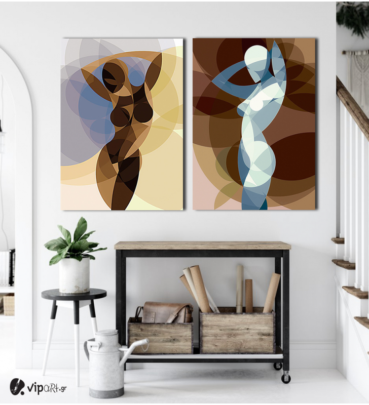 Σύνθεση με πίνακες Καμβάδες : Lady Abstract Art