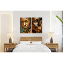 Σύνθεση με πίνακες Καμβάδες : Woman Art Leopar - 2 Τεμάχια 70x50