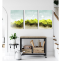 Σύνθεση Με Πίνακες Καμβάδες 60x40 - 3 Τεμάχια - Abstract Green Theme