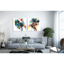 Σύνθεση Με Πίνακες Καμβάδες 60x60 - 2 Τεμάχια - Colorful Abstract Men Portrait