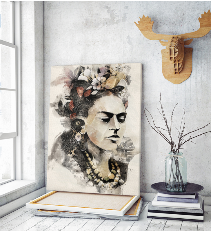 Πίνακας σε Καμβά : Frida Kahlo Watercolor Effect