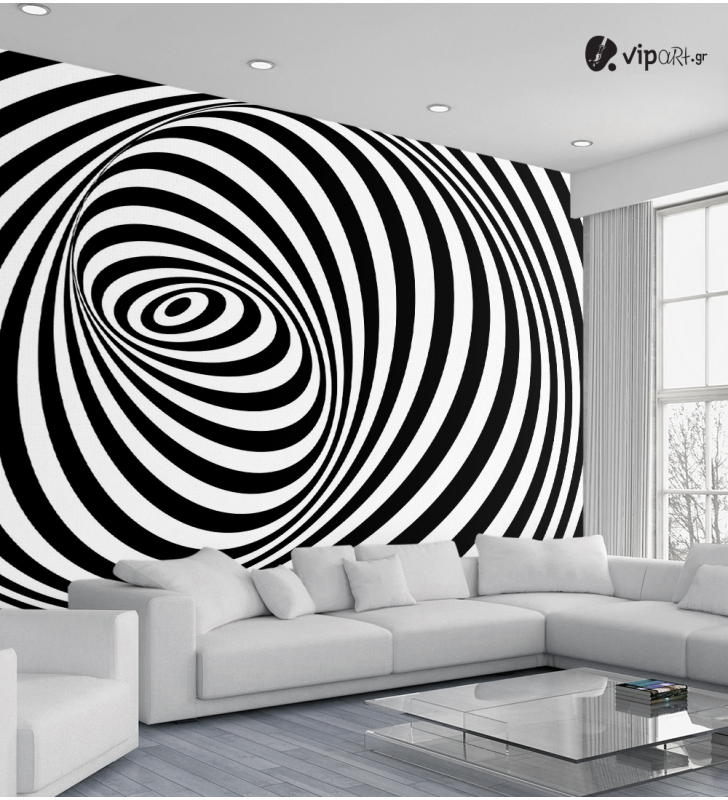 Αυτοκόλλητη Ταπετσαρία Τοίχου 3d : Illusion black & white