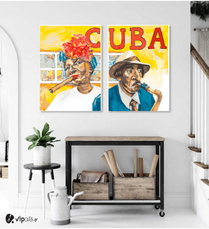 Σύνθεση με πίνακες Καμβάδες : Art of Cuban people  - 2 Τεμάχια 70x 50