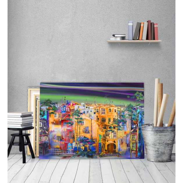 Πίνακας σε Καμβά : Colorful Abstract Town Canvas