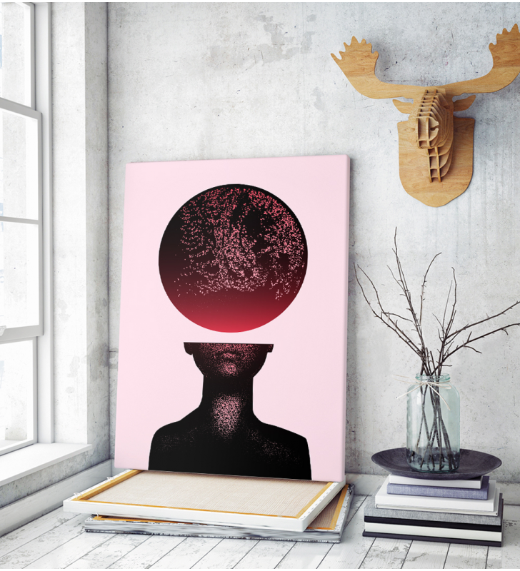 Πίνακας σε Καμβά : Pixel Art Human Moon Head