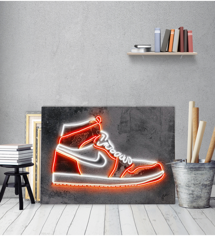 Πίνακας σε Καμβά :Jordan Sneaker Neon Art