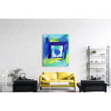 Πίνακας σε Καμβά : Abstract Blue Yellow and Green Canvas