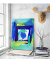 Πίνακας σε Καμβά : Abstract Blue Yellow and Green Canvas