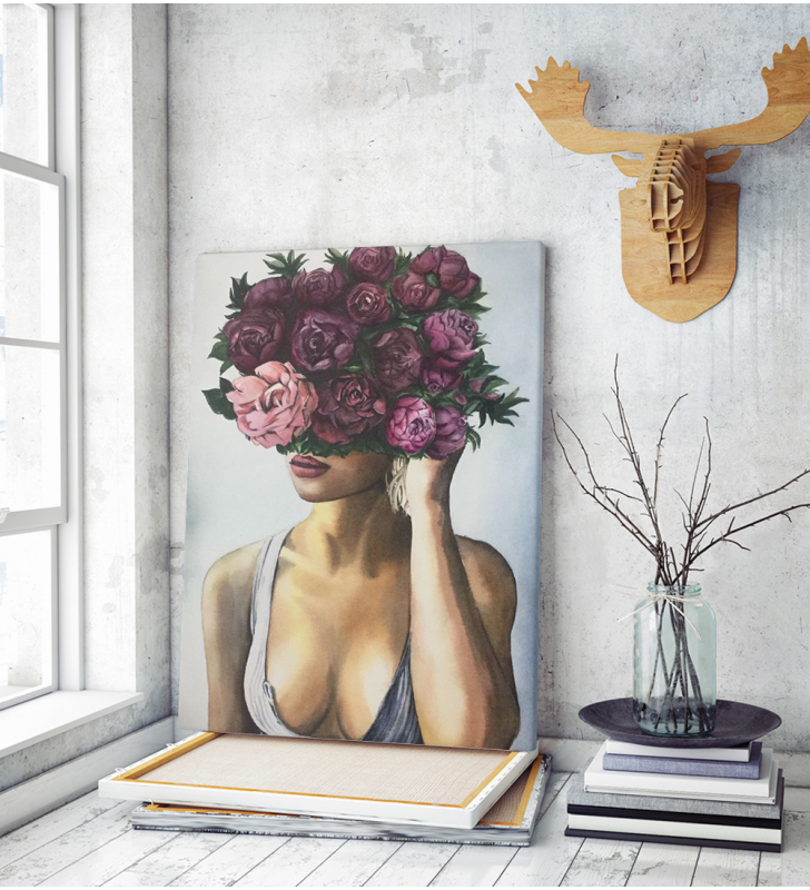 Πίνακας σε Καμβά : Floral Lady Canvas Art