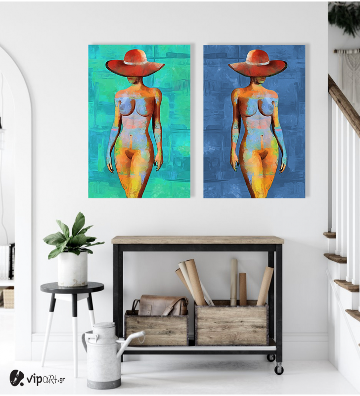 Σύνθεση με πίνακες Καμβάδες : Nude Art Model  - 2 Τεμάχια 70x50