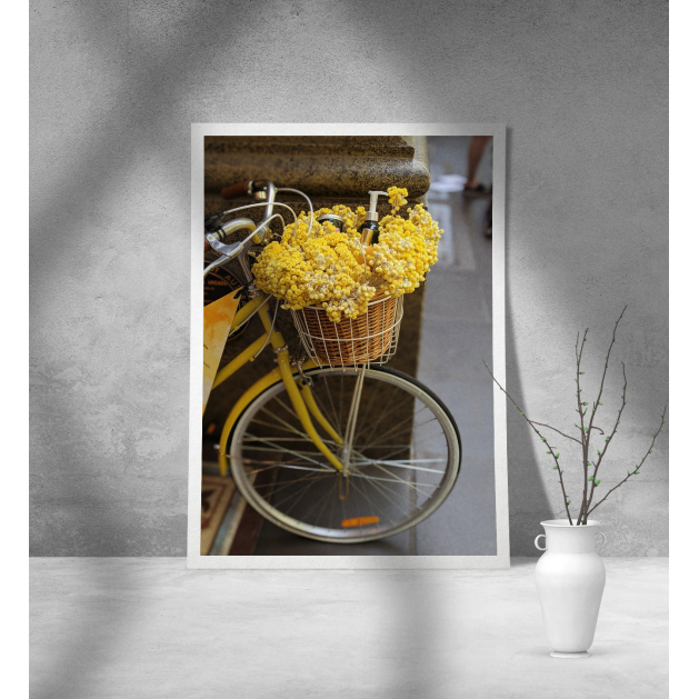 Εκτύπωση σε Αφίσα Χαρτί Yellow Flowers and Bike