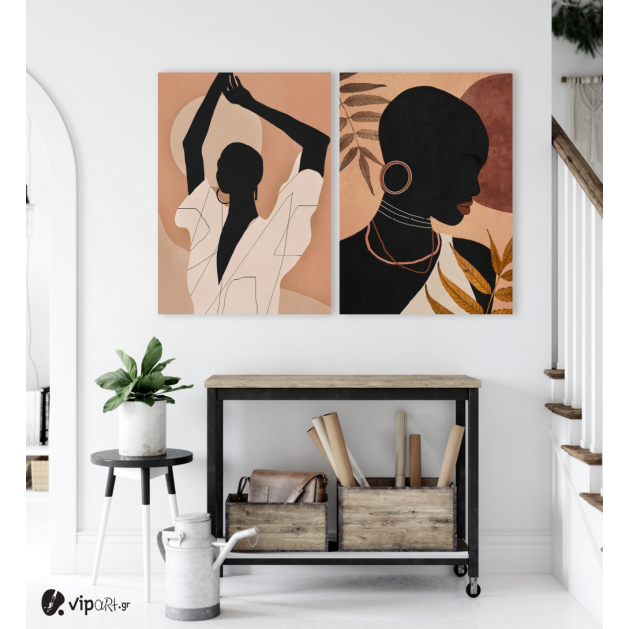 Σύνθεση με πίνακες Καμβάδες :African Nude Tone Figures - 2 Τεμάχια 70x50