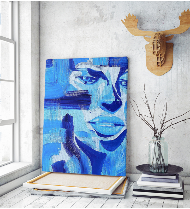 Πίνακας σε Καμβά : Blue Painting Portrait