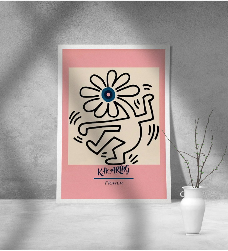 Εκτύπωση σε Αφίσα Χαρτί Keith Haring Flower