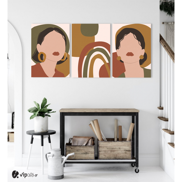 Σύνθεση Με Πίνακες Καμβάδες 70x50 - 3 Τεμάχια -Minimalistic Girl Portrait