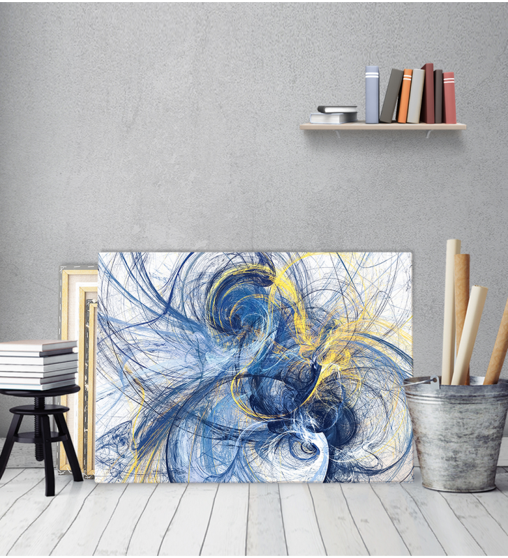 Πίνακας σε Καμβά :Abstract Paint Art Blue and Yellow