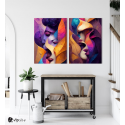 Σύνθεση με πίνακες Καμβάδες : Abstract Color Faces - 2 Τεμάχια 70x50