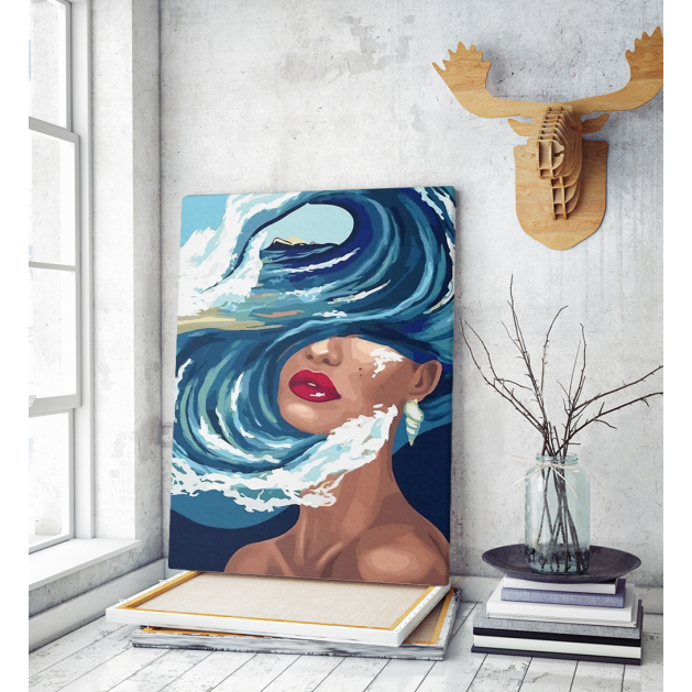Πίνακας σε Καμβά : Woman Painting Sea