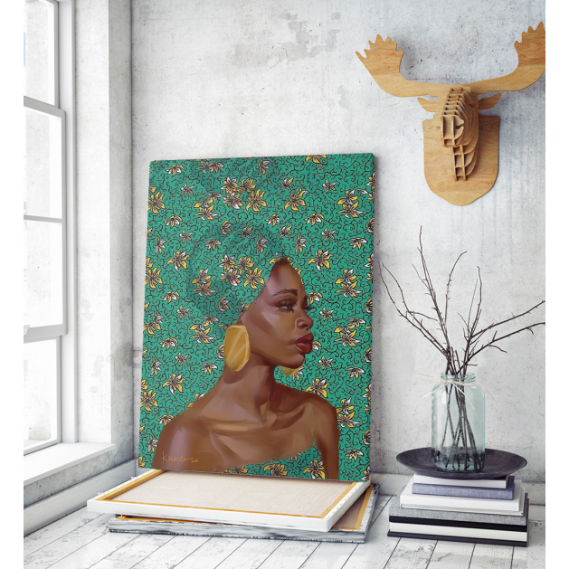 Πίνακας σε Καμβά : Cyan Portrait African Woman