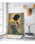 Πίνακας σε Καμβά : Beautiful Indian Painting Girl with parrot