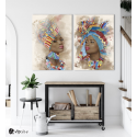 Σύνθεση με πίνακες Καμβάδες : Watercolor African Portrait 2- 2 Τεμάχια 70x50