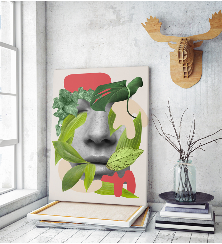Πίνακας σε Καμβά Green Face Collage