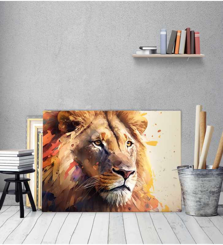 Πίνακας σε Καμβά : Lion Watercolor Canvas