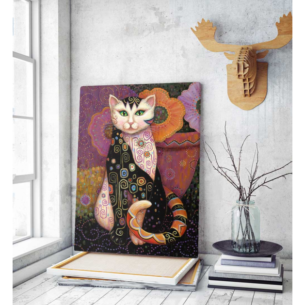 Πίνακας σε Καμβά Cat in Purple