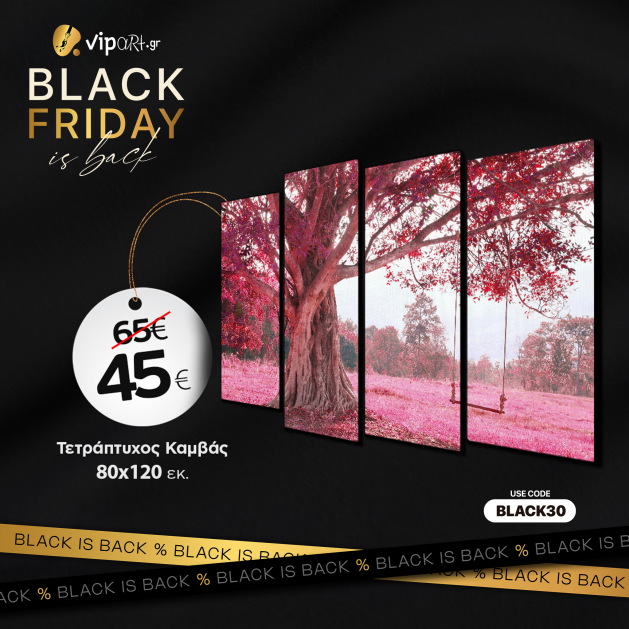 BLACK FRIDAY ΠΡΟΣΦΟΡΑ Εκτύπωση σε Τετράπτυχο Πίνακα Καμβά με δικό σας σχέδιο 120x80