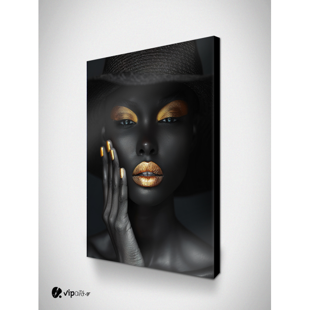 Πίνακας Καμβάς mavro xryso...