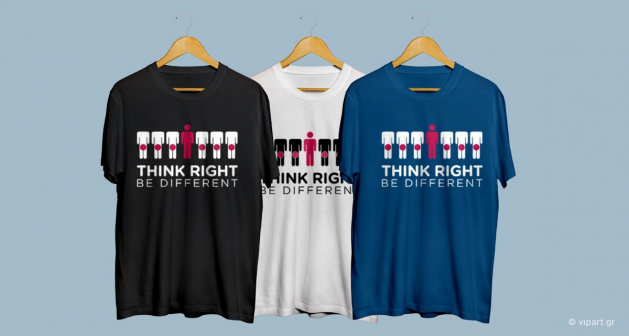 Εκτύπωση σε μπλουζάκι "Think Right be diffrent "