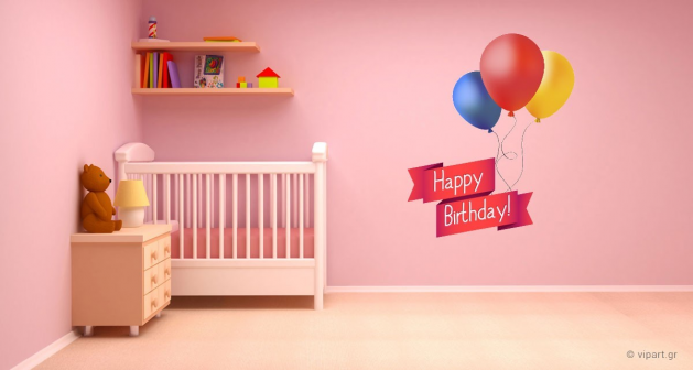 Αυτοκόλλητο Τοίχου "Happy Birthday Balloons"