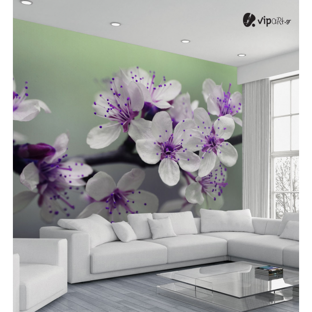 Ταπετσαρία Τοίχου Μωβ λουλούδια - Purple Flowers