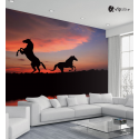 Ταπετσαρία Τοίχου άλογα ηλιοβασίλεμα Horses Sunset