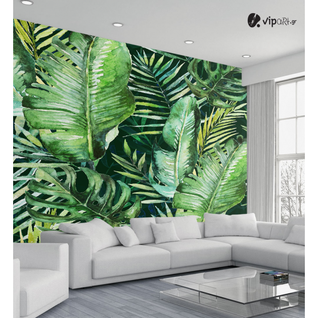Αυτοκόλλητη Ταπετσαρία Τοίχου Green tropical palm - Πράσινα Φύλλα