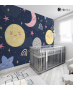 Αυτοκόλλητη Ταπετσαρία Τοίχου για Παιδικό Δωμάτιο με Διάστημα Αστέρια Φεγγάρι