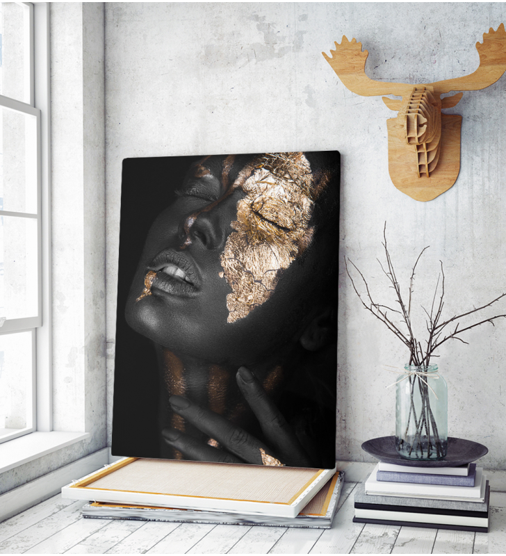 Πίνακας σε Καμβά woman dark skin gold makeup art 5
