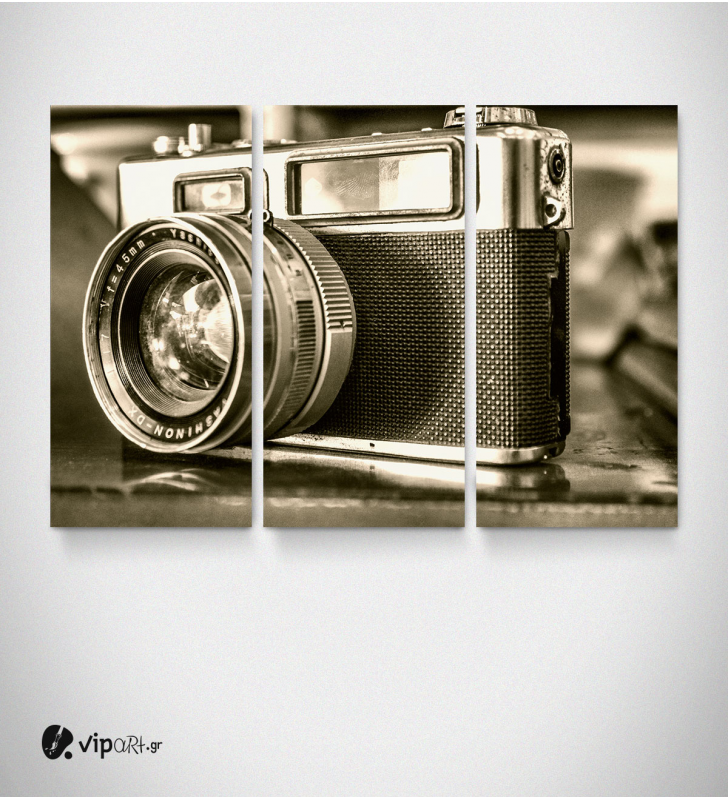 Καμβάς Τρίπτυχος Πίνακας Vintage Φωτογραφική Μηχανή