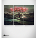 Καμβάς Τρίπτυχος Πίνακας Ζωγραφικής Cherry Blossom Tree