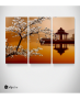 Καμβάς Τρίπτυχος Πίνακας Κινέζικο Ηλιοβασίλεμα Αμυγδαλιά
