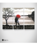 Καμβάς Τρίπτυχος Πίνακας Ζωγραφική Ζευγάρι Δέντρο Κόκκινη Ομπρέλα
