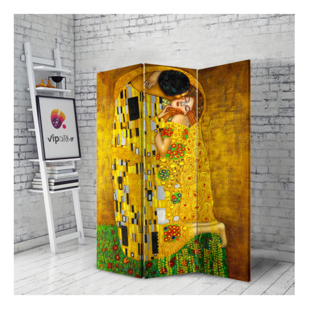 Διακοσμητικό Παραβάν Σε Καμβά το φιλί Klimt The Kiss