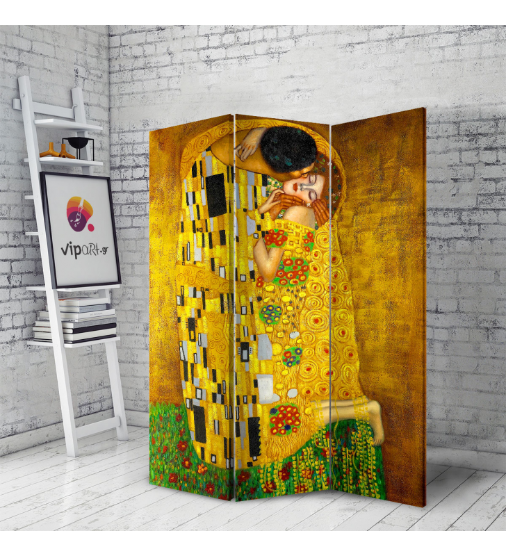 Διακοσμητικό Παραβάν Σε Καμβά το φιλί Klimt The Kiss
