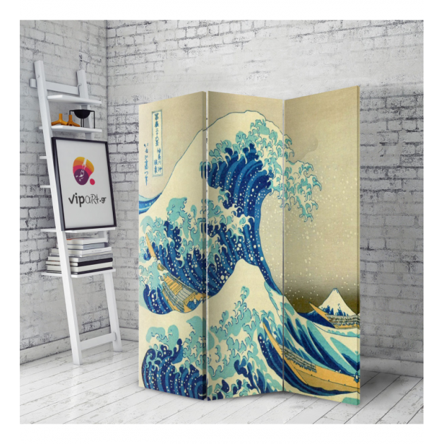 Διακοσμητικό Παραβάν Σε Καμβά Great Wave - Hokusai