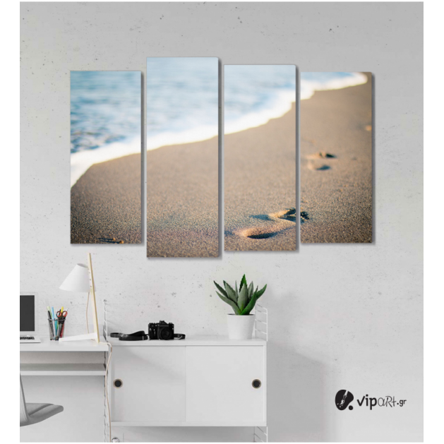 Πίνακας Καμβάς Τετράπτυχος Θάλασσα & Άμμος